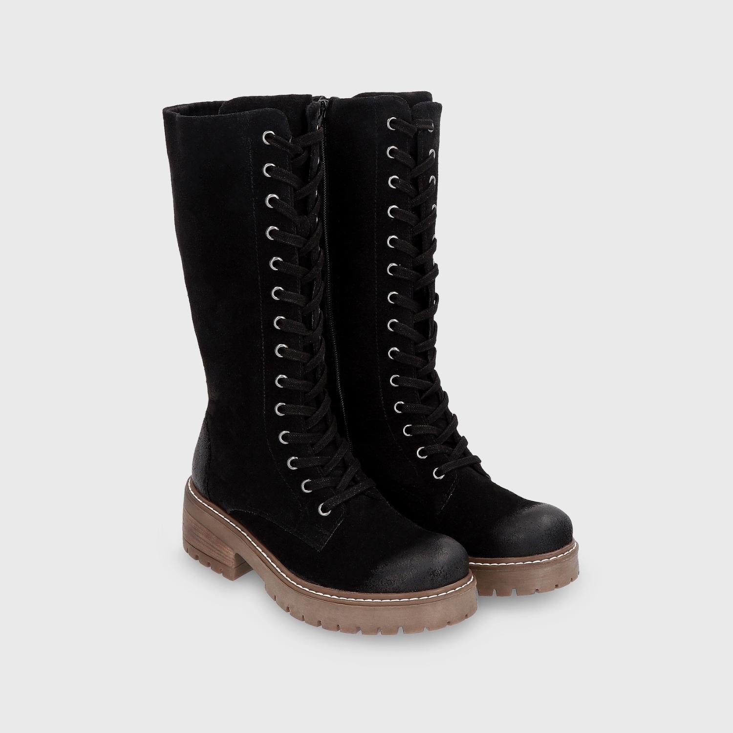 Bota Cuero Negra Mujer 28505