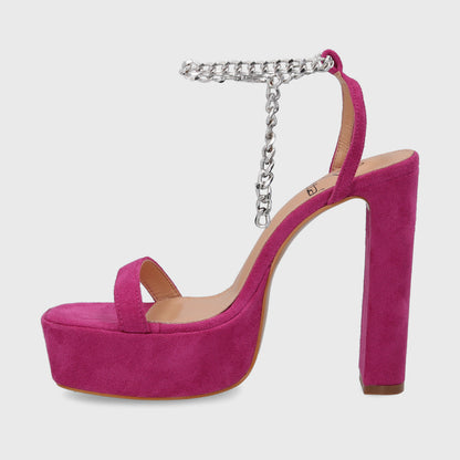 Sandalia Taco Fucsia Mujer 35101