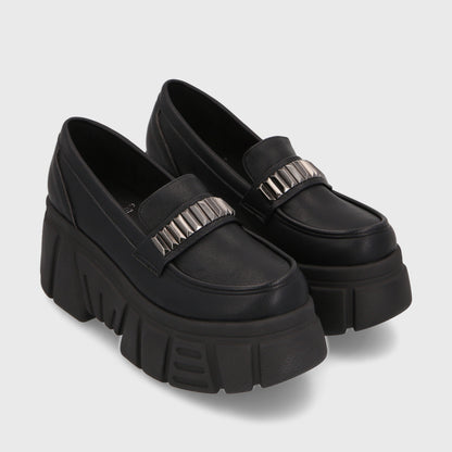 Mocasin Plataforma Negro Mujer 35174