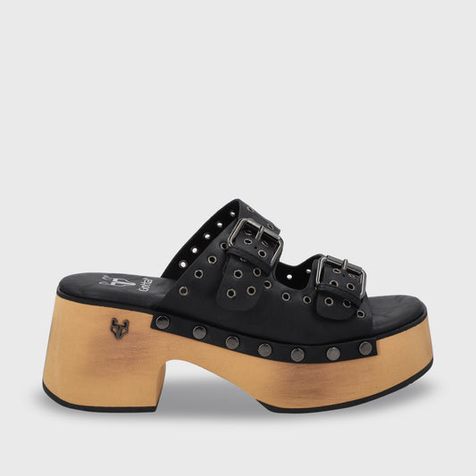 Sandalia Plataforma Negro Mujer 35266