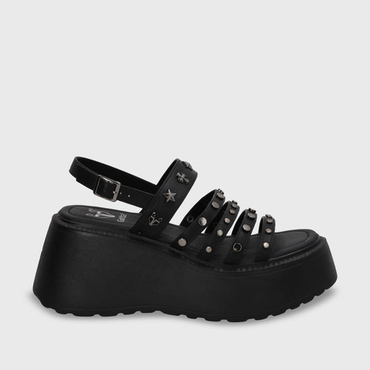 Sandalia Plataforma Negro Mujer 53723